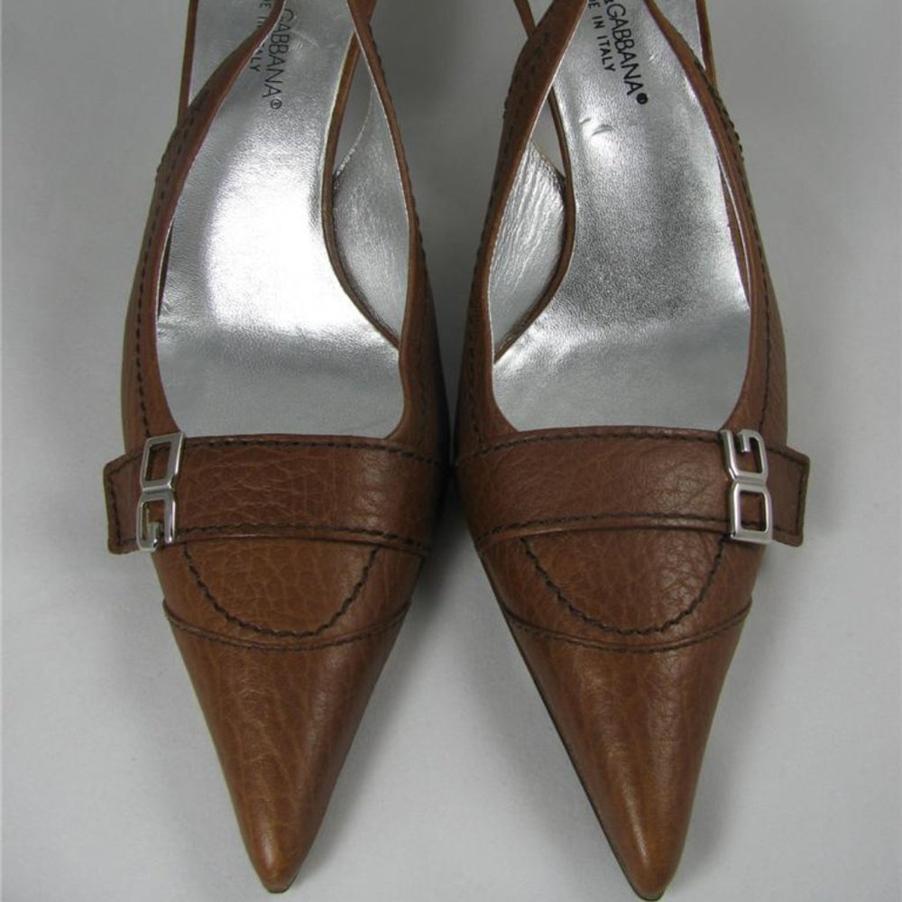 DOLCE & GABBANA NEW BROWN LEATHER SHOES MADE IN ITALY